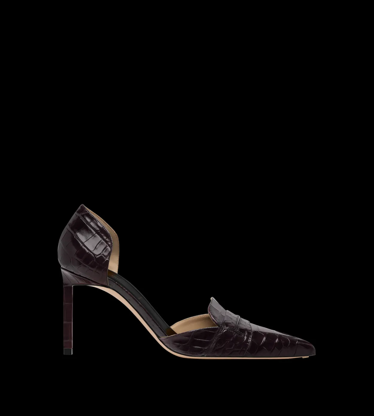 SHINY STAMPED CROCODILE LEATHER EVA D'ORSAY PUMP