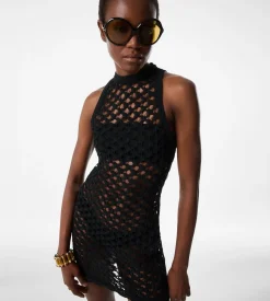 SHORT SLEEVELESS DRESS WITH MOCK NECK