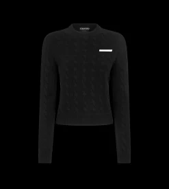 SHRUNKEN CREWNECK FINE MERINO KNIT WITH CONTRAST POCKET DETAIL