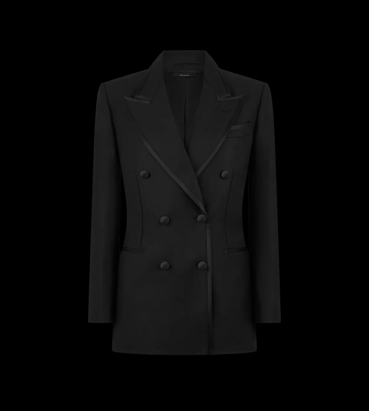 SILK AND MOHAIR BLEND "WALLIS" DOUBLE BREASTED TUXEDO JACKET