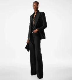 SILK AND MOHAIR BLEND "WALLIS" DOUBLE BREASTED TUXEDO JACKET