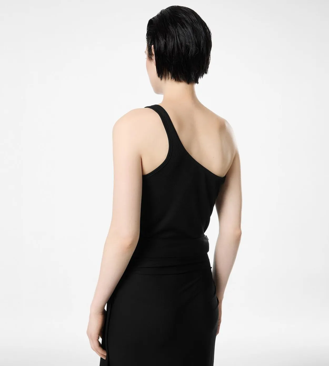 SILK BLEND RIB JERSEY ONE SHOULDER TOP