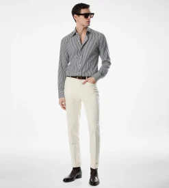 SILK COTTON STRIPE SLIM FIT SHIRT