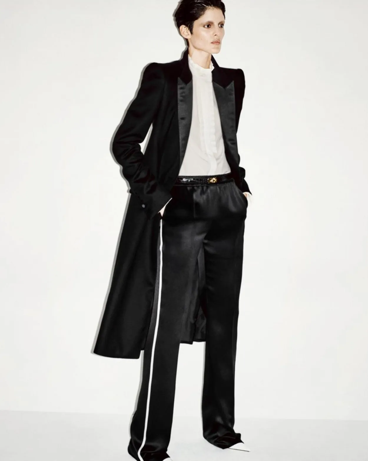 SILK CREPE DE CHINE SHIRT WITH PLISSE DETAILS
