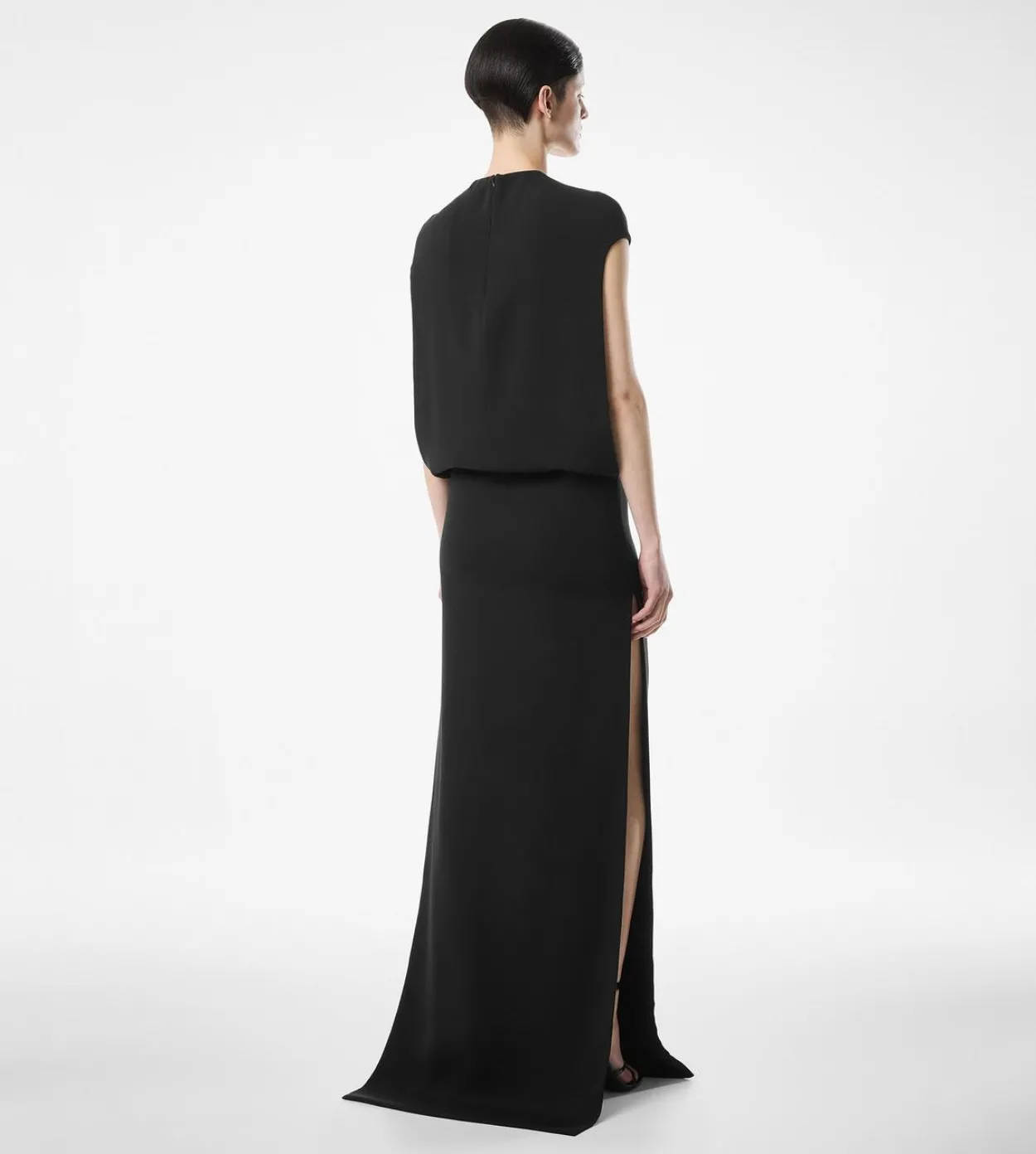 SILK DOUBLE GEORGETTE STRETCH EVENING DRESS