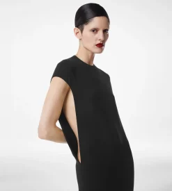 SILK DOUBLE GEORGETTE STRETCH EVENING DRESS