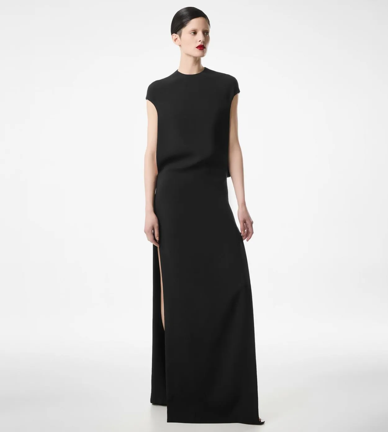 SILK DOUBLE GEORGETTE STRETCH EVENING DRESS