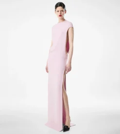 SILK DOUBLE GEORGETTE STRETCH EVENING DRESS
