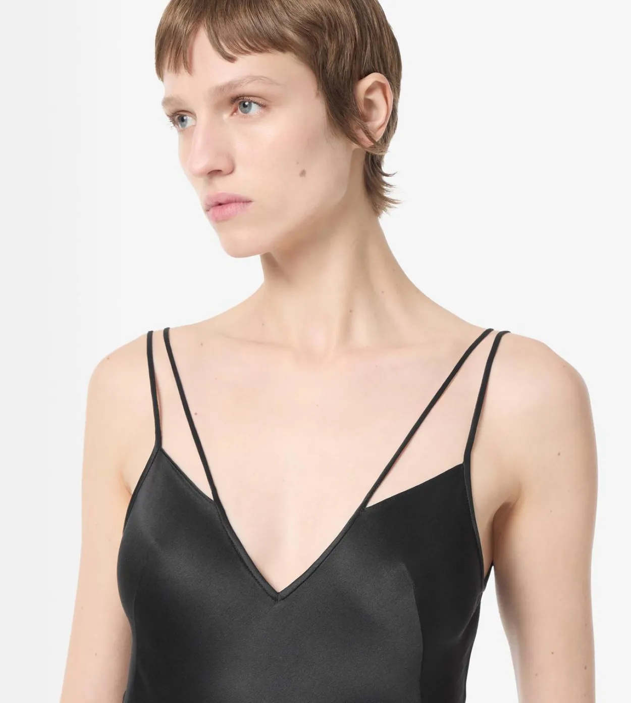 SILK EVENING SLIP DRESS WITH DOUBLE STRAPS