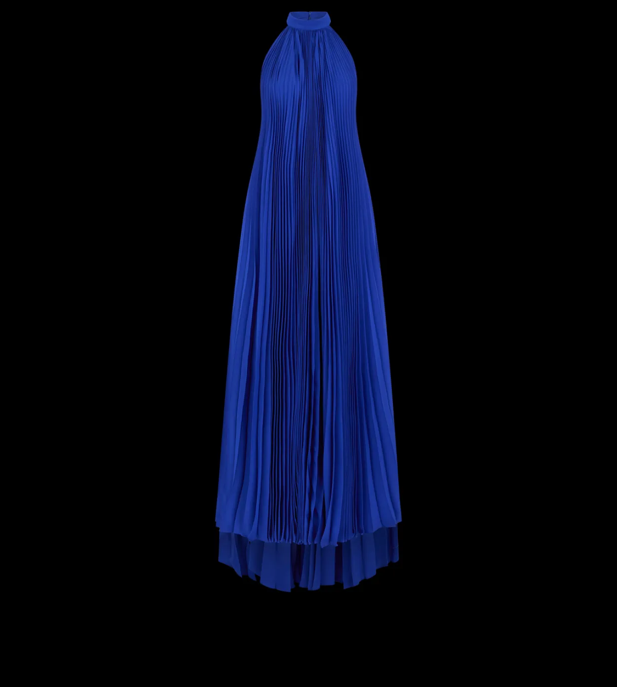 SILK HALTERNECK SUNRAY PLISSE EVENING DRESS
