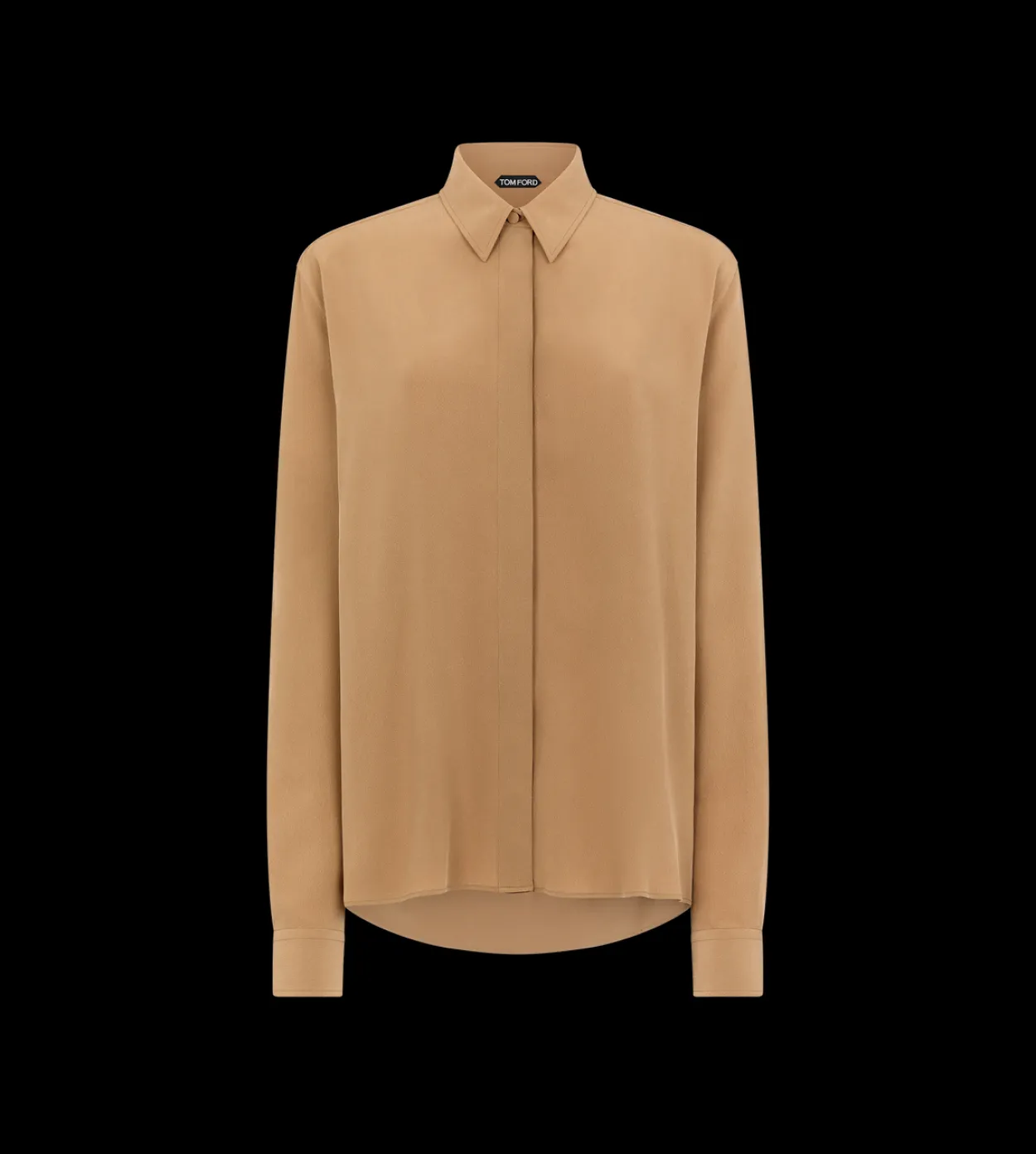SILK OVERSIZED SHIRT WITH TONAL TF EMBROIDERED LOGO