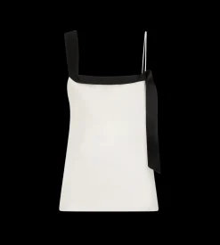SILK SATIN CAMISOLE TOP WITH TUXEDO BAND