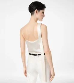 SILK SATIN CAMISOLE TOP WITH TUXEDO BAND