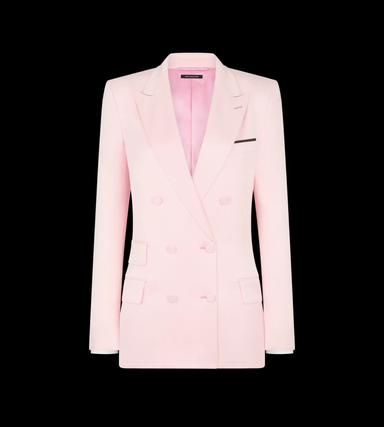 SILK SATIN DOUBLE BREASTED PEAK LAPEL JACKET