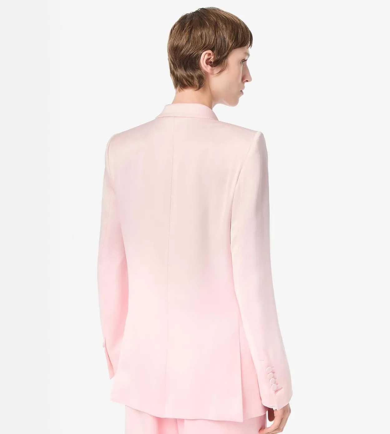 SILK SATIN DOUBLE BREASTED PEAK LAPEL JACKET