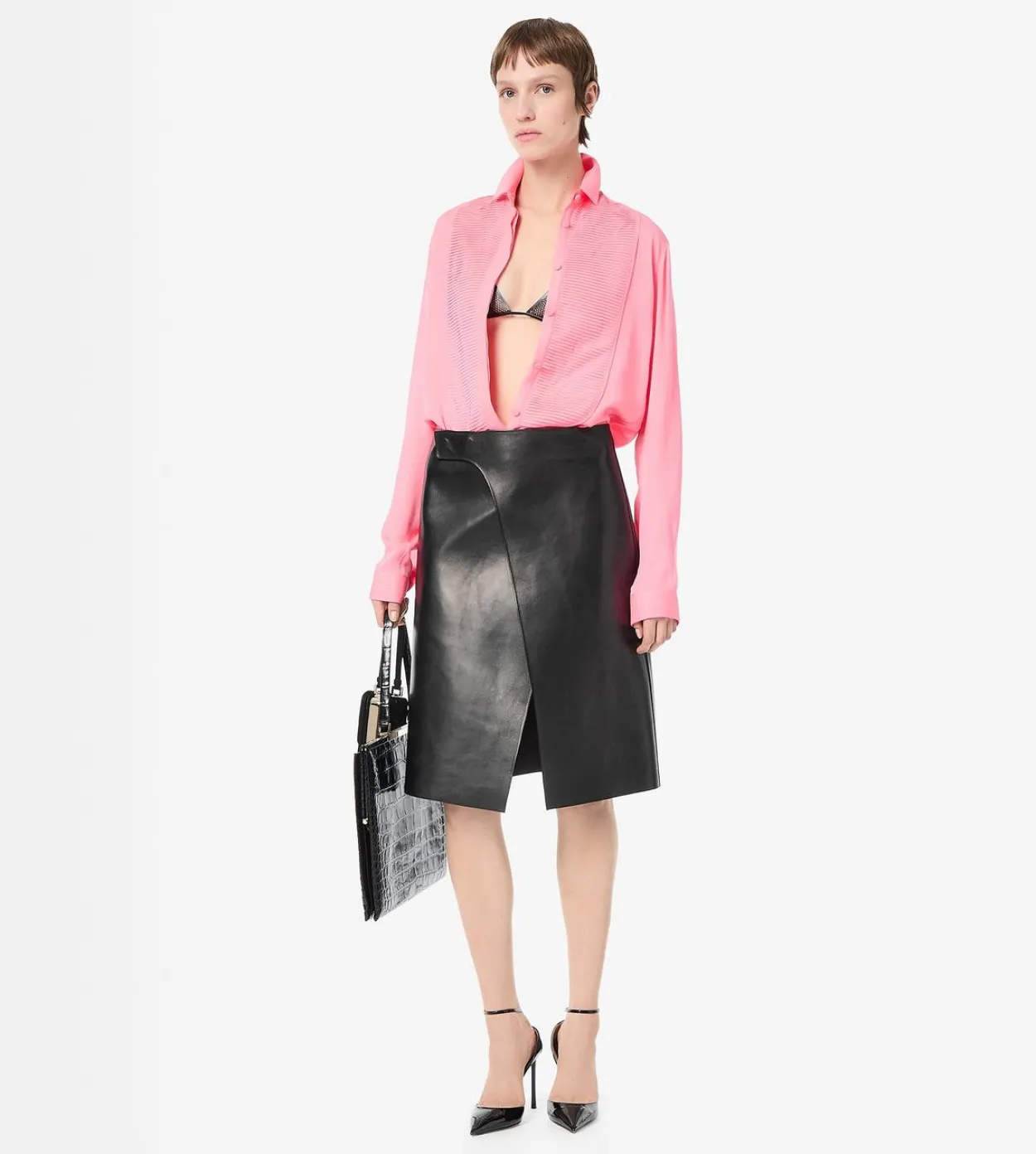 SILK TUXEDO SHIRT WITH PLEATED PLASTRON
