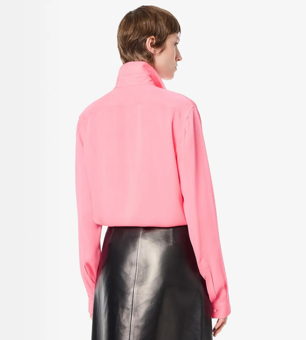 SILK TUXEDO SHIRT WITH PLEATED PLASTRON