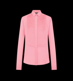 SILK TUXEDO SHIRT WITH PLEATED PLASTRON