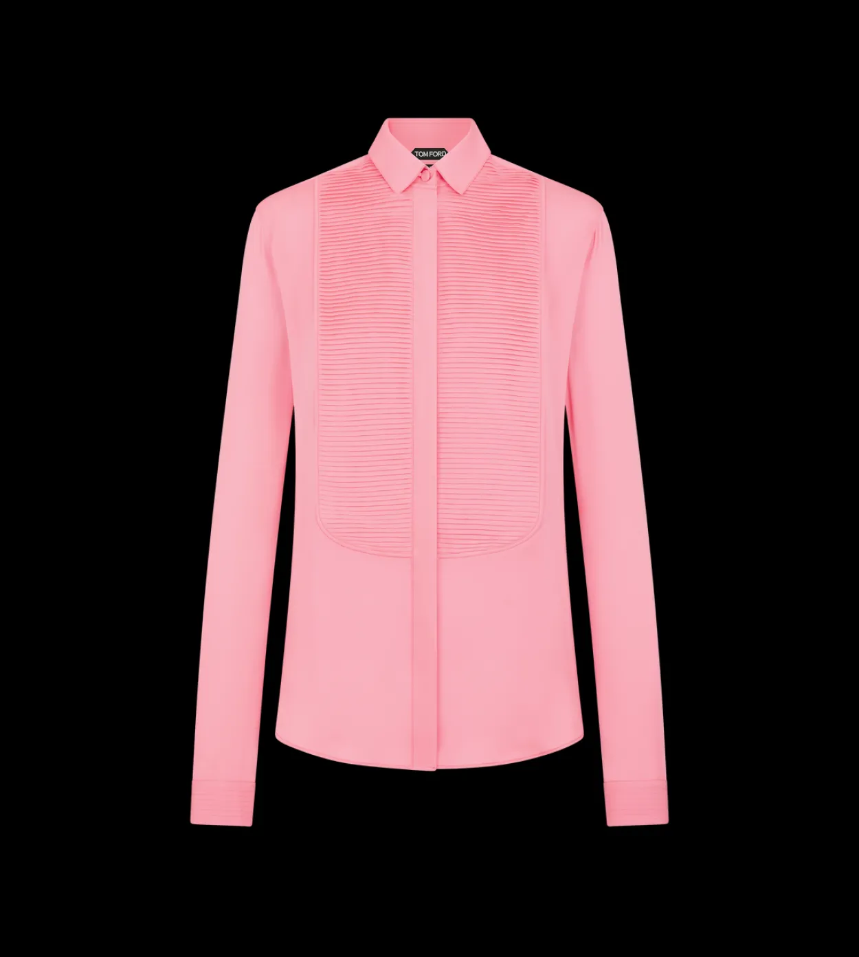 SILK TUXEDO SHIRT WITH PLEATED PLASTRON