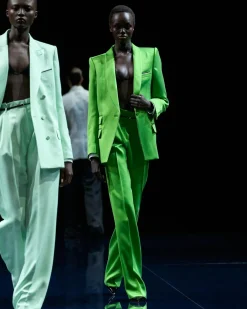 SILK WOOL TAILORED DOUBLE PLEAT STRAIGHT PANTS