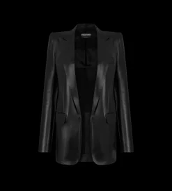 SILKY GUANTERIA LEATHER SINGLE BREASTED PEAK LAPEL JACKET