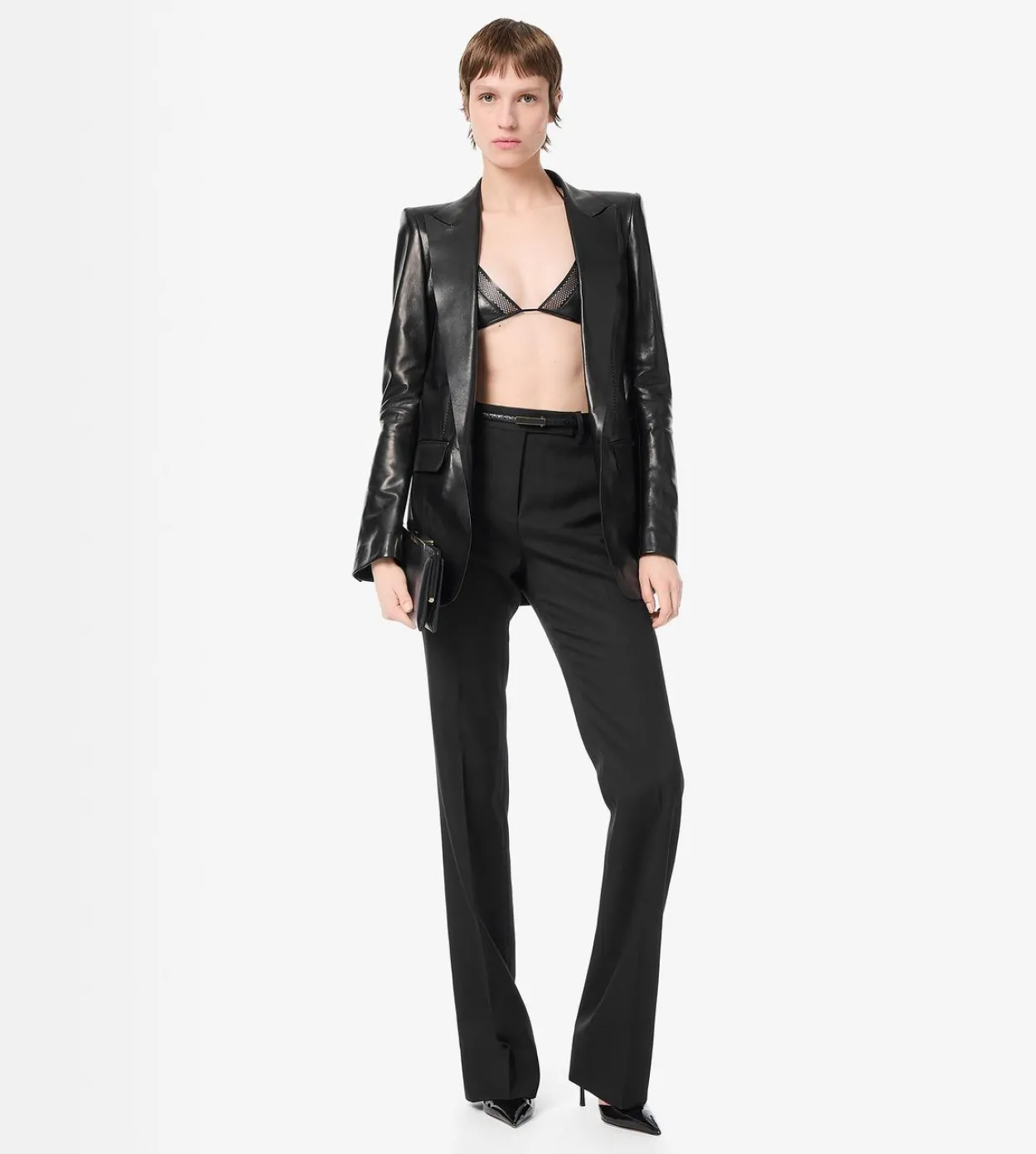 SILKY GUANTERIA LEATHER SINGLE BREASTED PEAK LAPEL JACKET