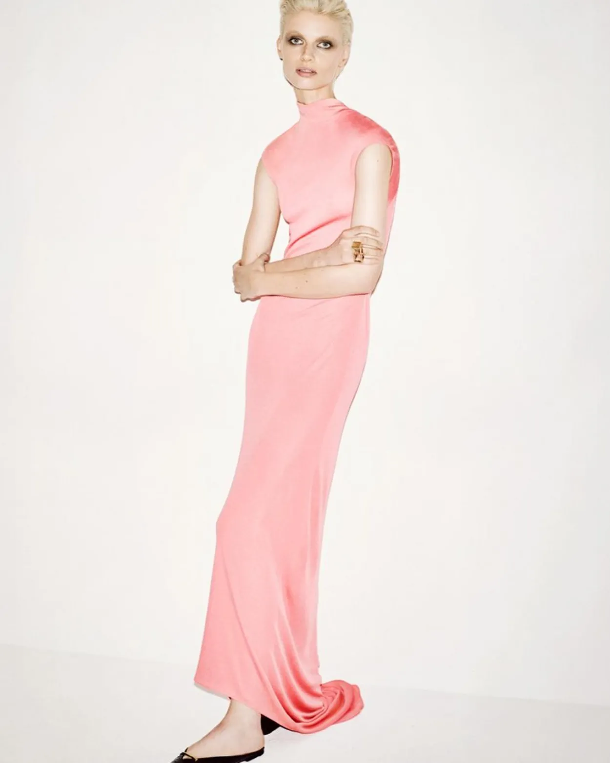 SLEEVELESS ASYMMETRIC EVENING DRESS WITH TWISTED BACK