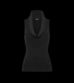 SLEEVELESS COWL COLLAR TOP