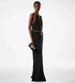 SLEEVELESS EVENING DRESS WITH CUT OUTS