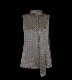 SLEEVELESS LAVALLIERE SILK BLOUSE