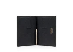SMALL GRAIN LEATHER FOLDING MONEY CLIP CARDHOLDER