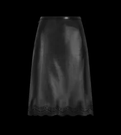 SMOOTH AND LACEWORK LEATHER LINGERIE SKIRT