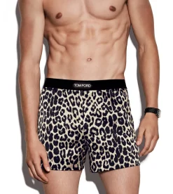 SNOW LEOPARD SILK BOXERS