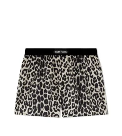 SNOW LEOPARD SILK BOXERS