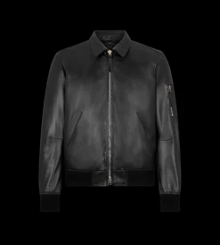 SOFT NAPPA PLONGE COLLAR BLOUSON