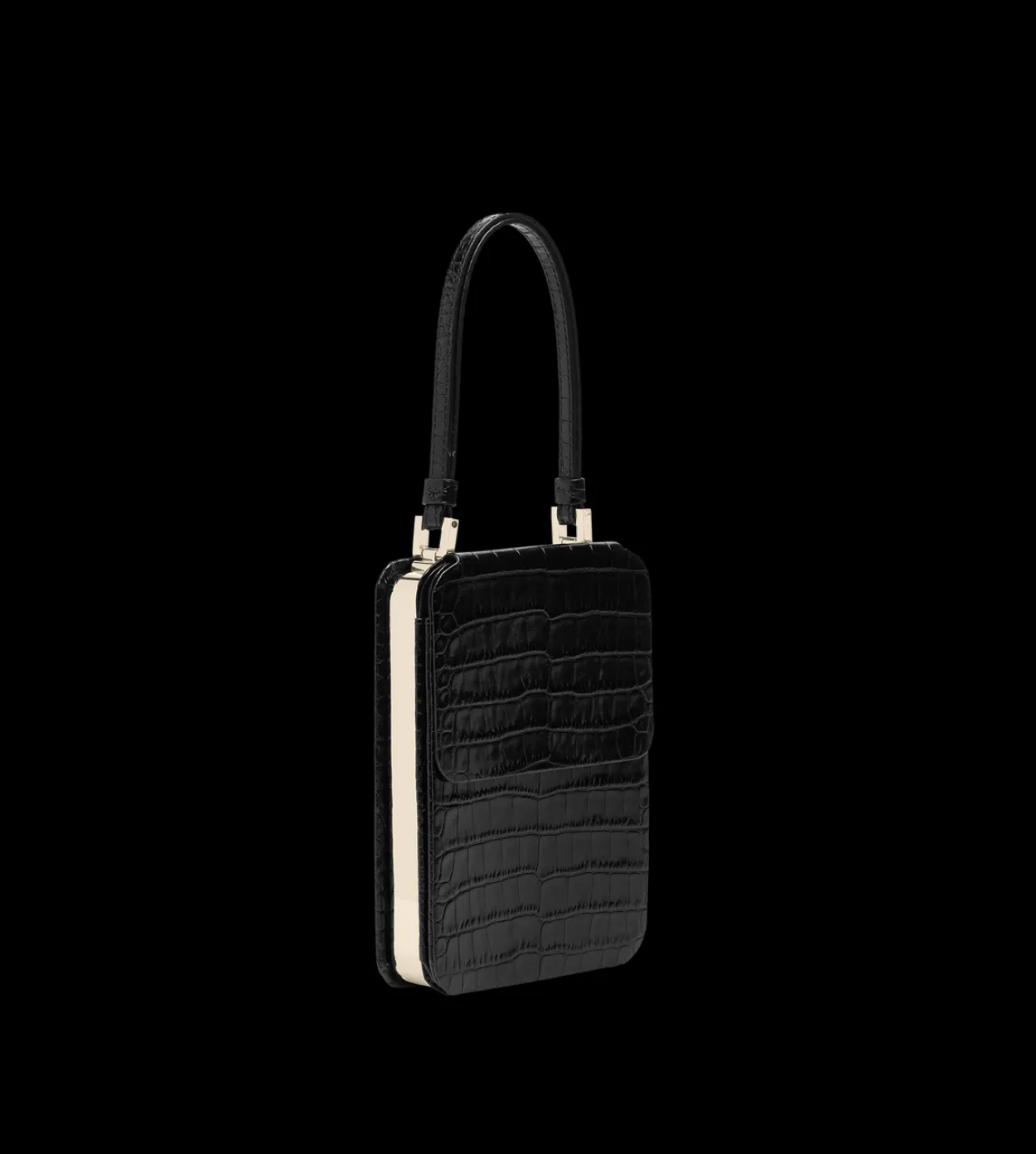 SOFT PRINTED CROCODILE LEATHER FRAME VERTICAL CLUTCH