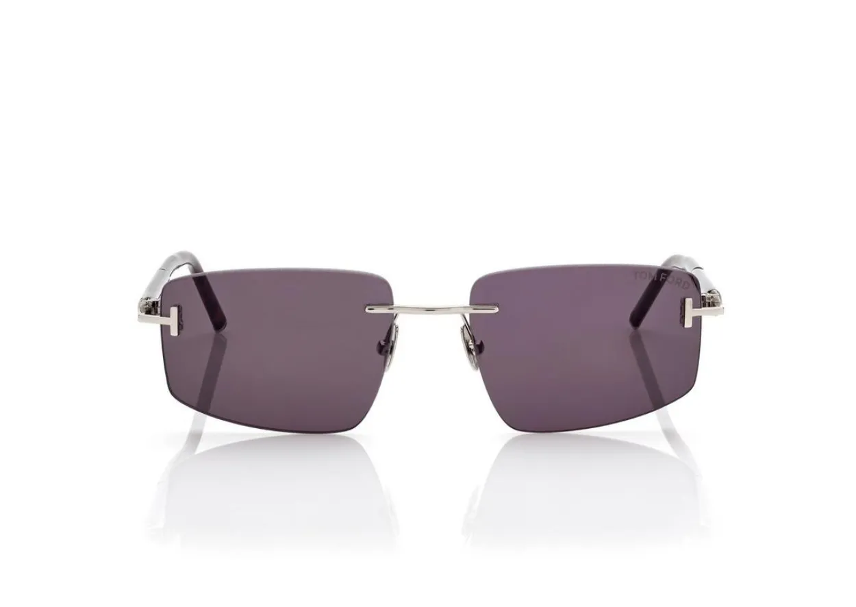 SQUARE TITANIUM AND HORN SUNGLASSES