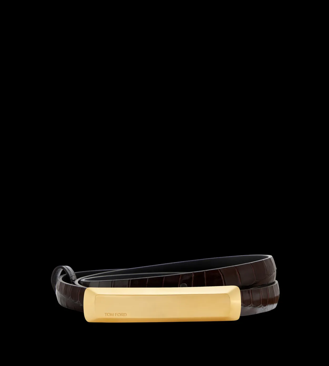 STAMPED CROCODILE LEATHER 15 MM BAR BELT