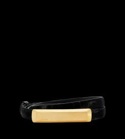 STAMPED CROCODILE LEATHER 15 MM BAR BELT