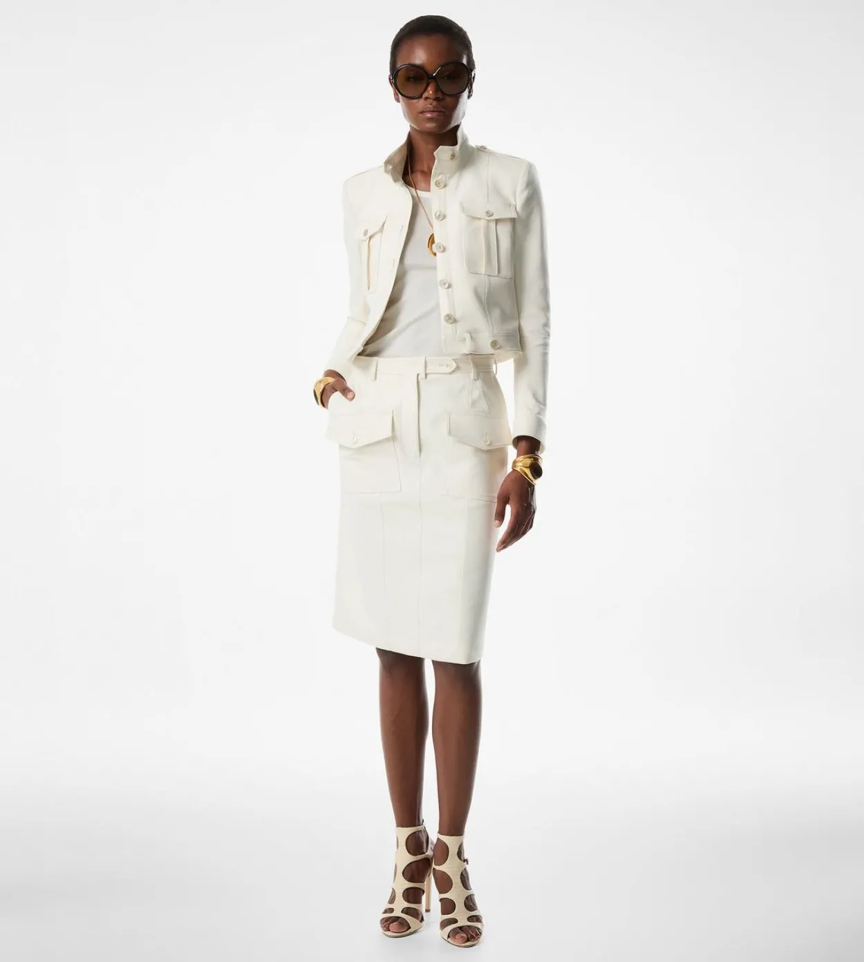 STAND COLLAR CROPPED SAFARI JACKET