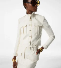STAND COLLAR CROPPED SAFARI JACKET