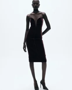 STRAPLESS VELVET COCKTAIL DRESS