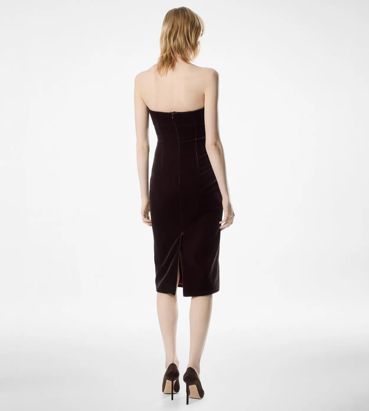 STRAPLESS VELVET COCKTAIL DRESS
