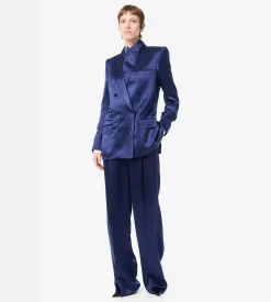 STRIPED HIGH-WAIST TAILORED WIDE LEG PLEATED STRAIGHT PANTS