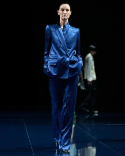 STRIPED HIGH-WAIST TAILORED WIDE LEG PLEATED STRAIGHT PANTS