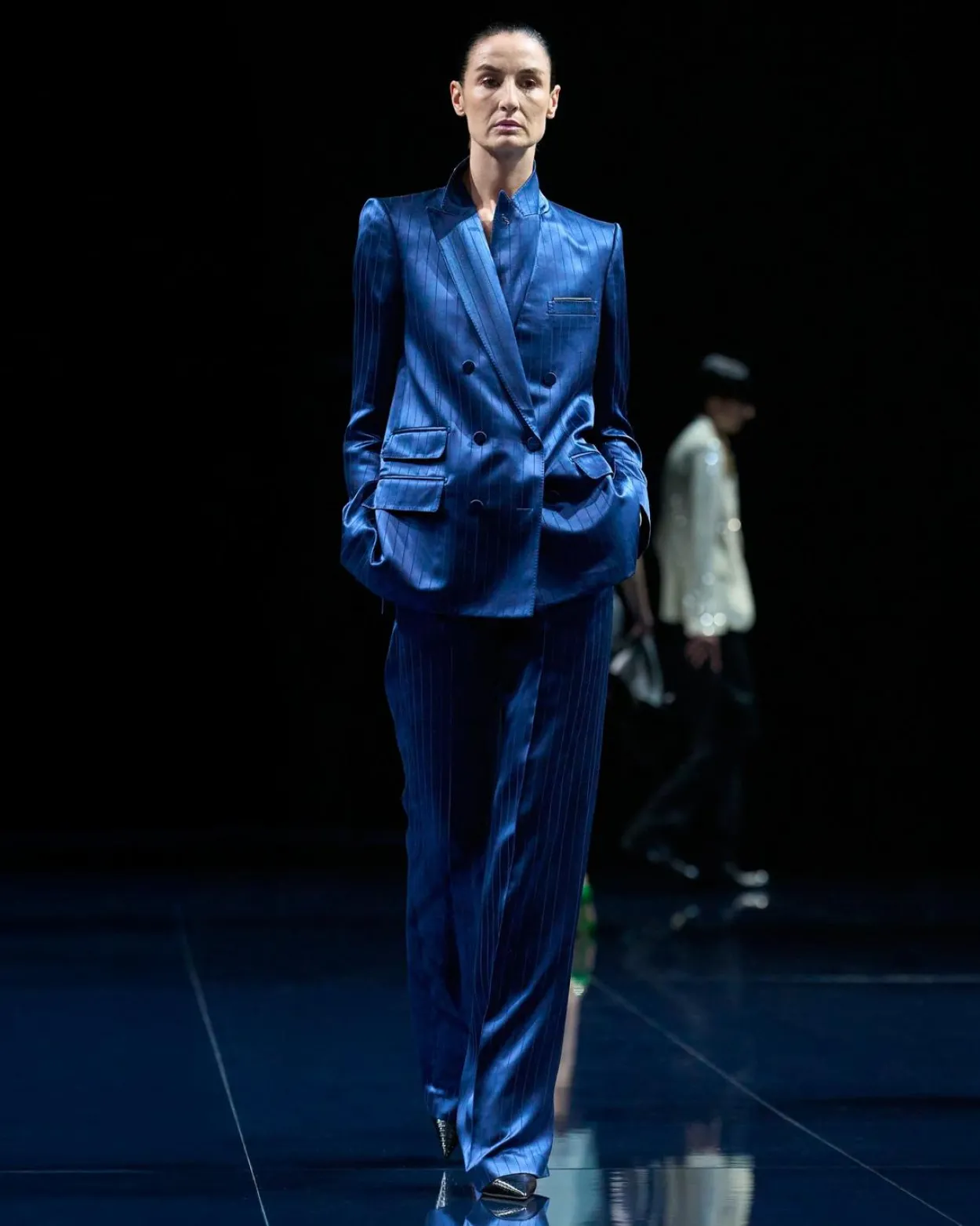 STRIPED HIGH-WAIST TAILORED WIDE LEG PLEATED STRAIGHT PANTS