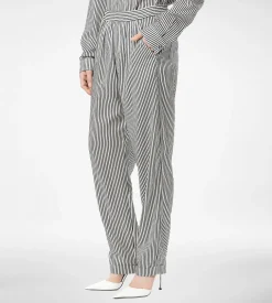 STRIPED SILK PJ PANTS WITH PIPING