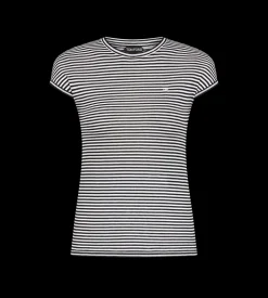 STRIPED T-SHIRT WITH TONAL TF EMBROIDERED LOGO