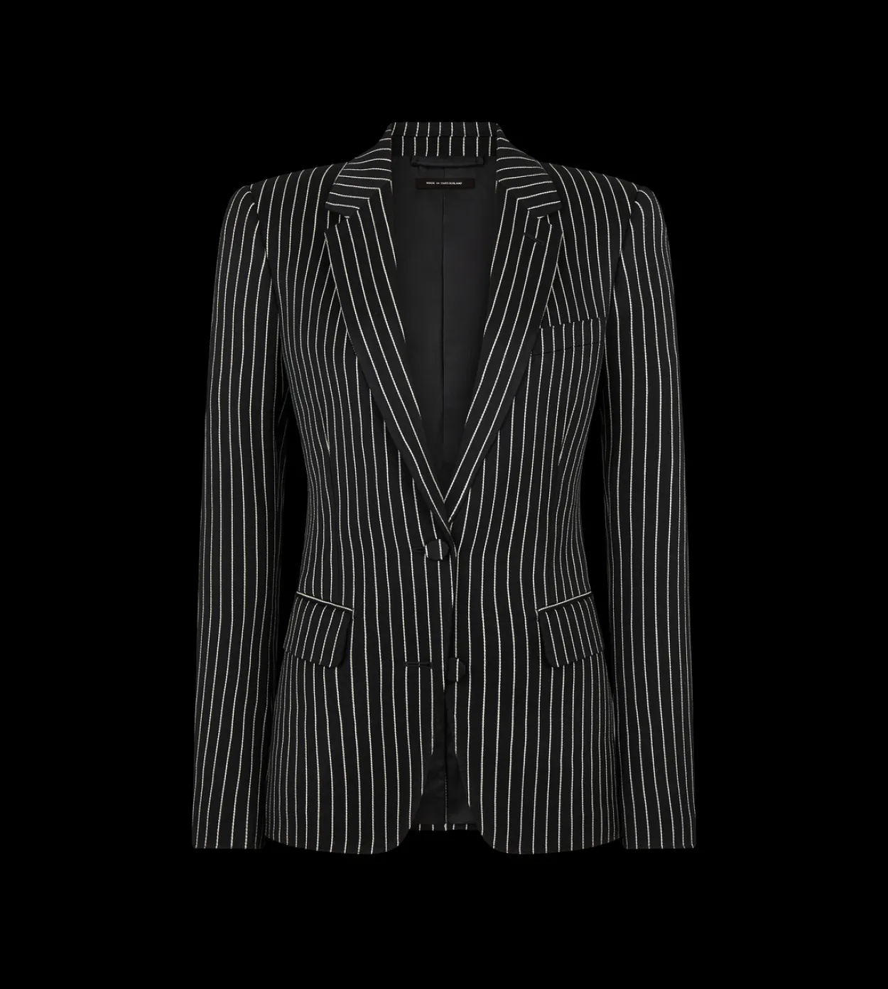 STRIPED WOOL COTTON BARATHEA SINGLE BREASTED JACKET