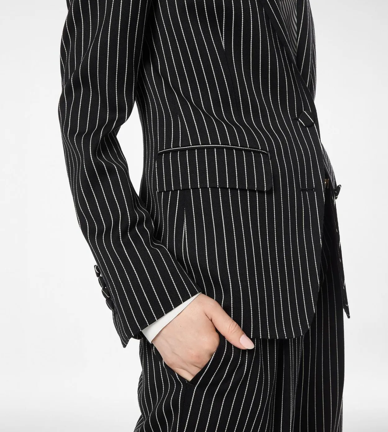 STRIPED WOOL COTTON BARATHEA SINGLE BREASTED JACKET